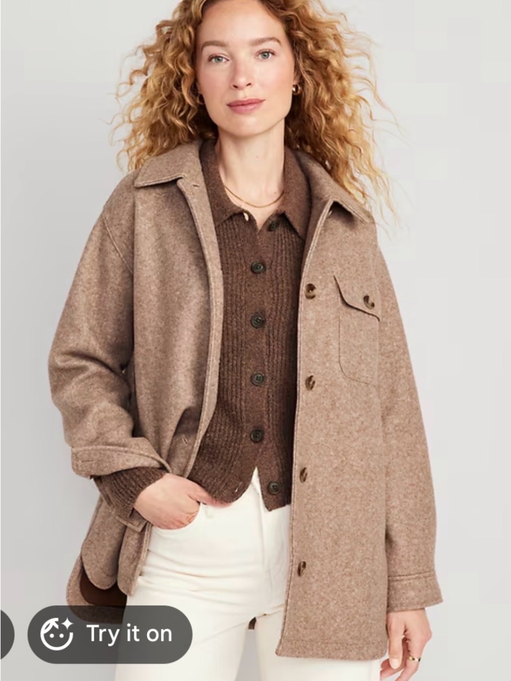 Old Navy Women's Brown Button-Front Lightweight Shirt Jacket